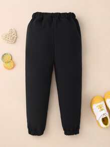 Toddler Girls Solid Elastic Waist Joggers - Black - View 2
