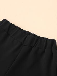 Toddler Girls Solid Elastic Waist Joggers - Black - View 4