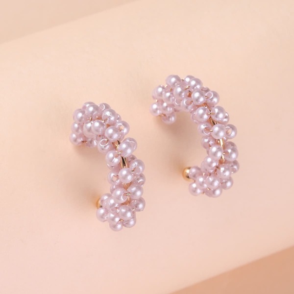 

Faux Pearl Decor Open Hoop Earrings, Multicolor