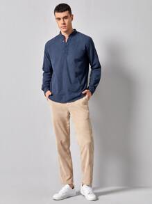 Shein Men Solid Half Button Shirt Shein Eur