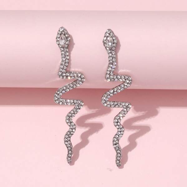 

Rhinestone Snake Design Stud Earrings, Multicolor