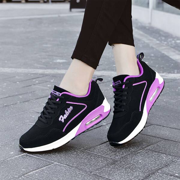 

Letter Graphic Lace-up Front Sneakers, Black