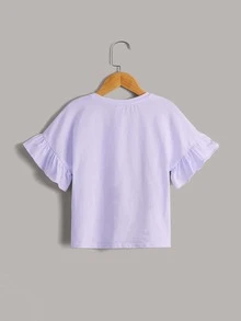 SHEIN Top con estampado de gato de puño con fruncido - Púrpura malva - Ver 2