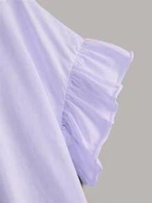 SHEIN Top con estampado de gato de puño con fruncido - Púrpura malva - Ver 3