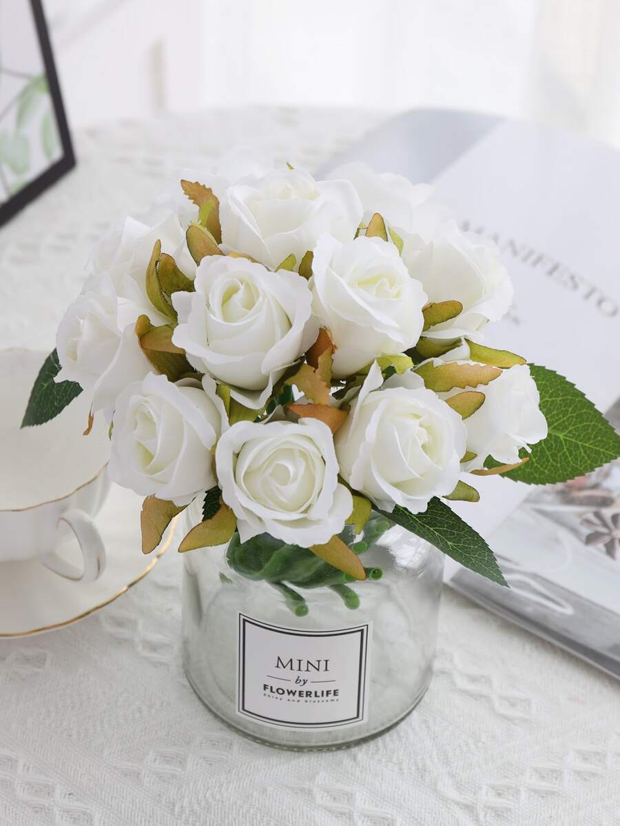 12 piezas Rosa artificial - Blanco - Ver 1