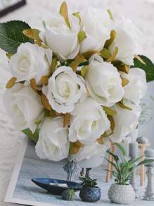 12 piezas Rosa artificial - Blanco - Ver 2