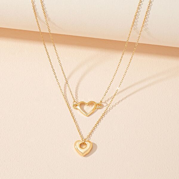 

Heart Charm Layered Necklace, Gold