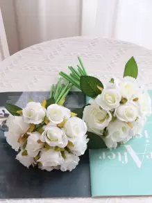 12 piezas Rosa artificial - Blanco - Ver 3