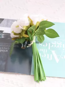 12 piezas Rosa artificial - Blanco - Ver 4