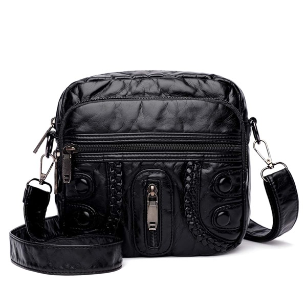 

Minimalist Textured Square Bag, Black