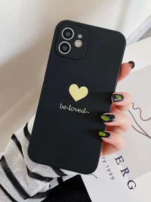 Funda para móvil con patrón de corazón - Negro - Ver 3