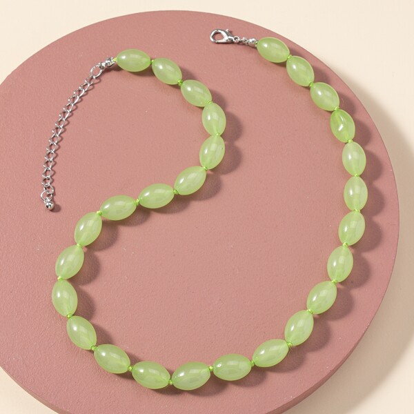 

Glass Beaded Necklace, Mint green