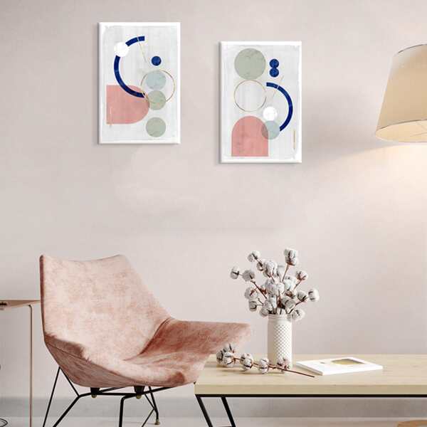 

2pcs Geometric Pattern Unframed Painting, Multicolor
