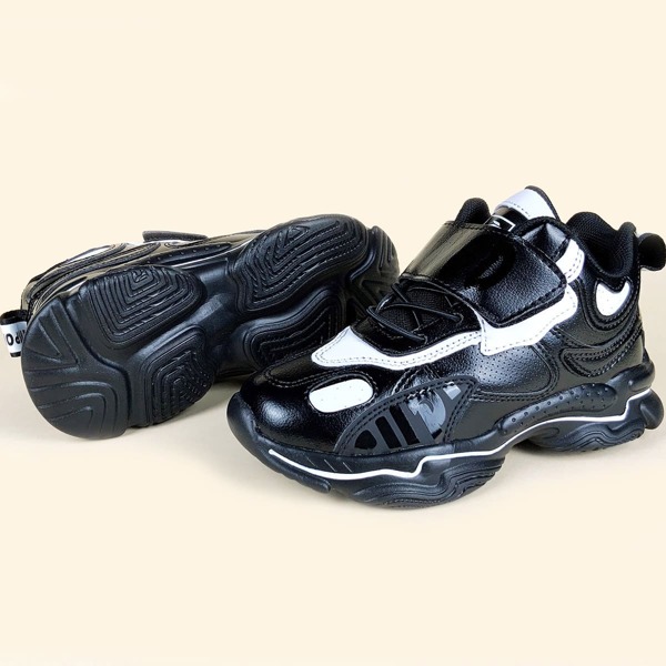 

Boys Two Tone Velcro Strap Basketball Shoes, Black