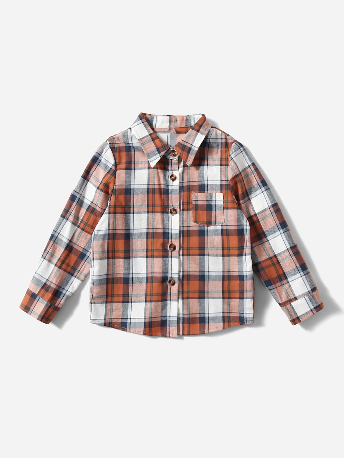 小男童1入組格紋印花襯衫