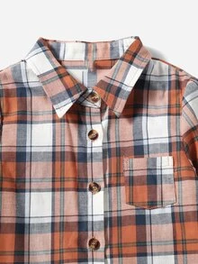 小男童1入組格紋印花襯衫