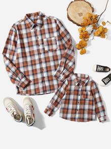 小男童1入組格紋印花襯衫