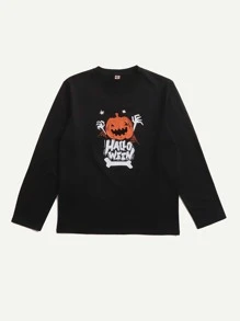 Boys 1pc Halloween Print Tee - Black - View 1