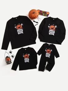 Boys 1pc Halloween Print Tee - Black - View 3
