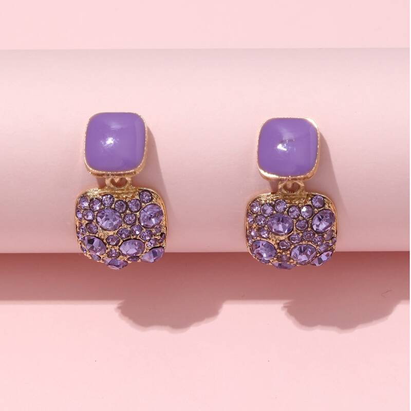 

Rhinestone Decor Drop Earrings, Purple