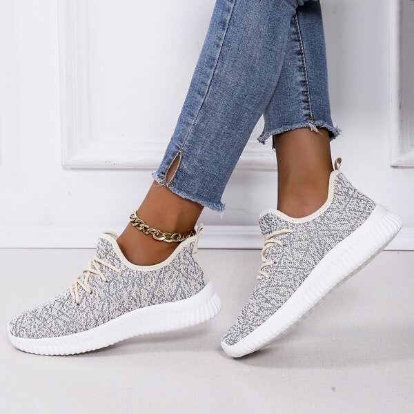 

Knit Detail Lace-up Front Sneakers, Multicolor