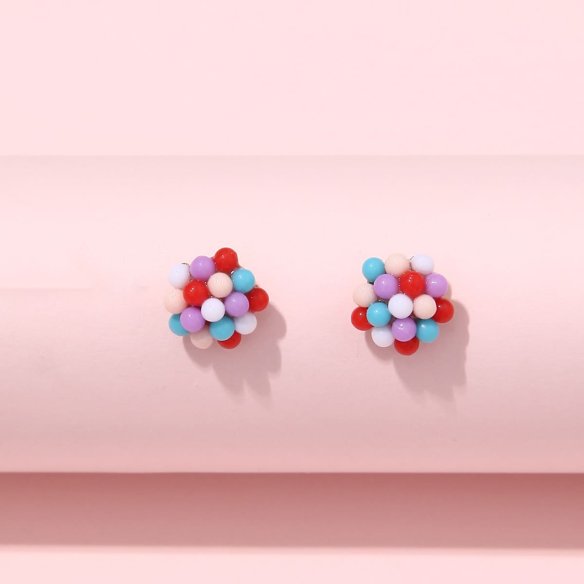 

Bead Decor Stud Earrings, Multicolor