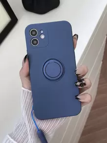 Vỏ điện thoại trơn có giá đỡ nhẫn - Màu xanh lam - Xem 1