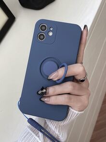 Vỏ điện thoại trơn có giá đỡ nhẫn - Màu xanh lam - Xem 2