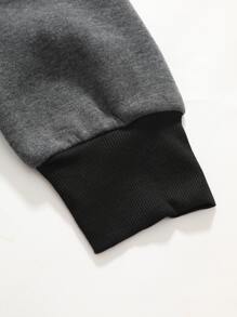 Manfinity Homme 男士贴片细节口袋抽绳连帽衫 工作长袖连帽衫，适合送给朋友、丈夫、男朋友的礼物，男士连帽衫，男士连帽衫，男士运动衫 - 灰色 - 查看 3