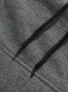 Manfinity Homme 男士贴片细节口袋抽绳连帽衫 工作长袖连帽衫，适合送给朋友、丈夫、男朋友的礼物，男士连帽衫，男士连帽衫，男士运动衫 - 灰色 - 查看 4