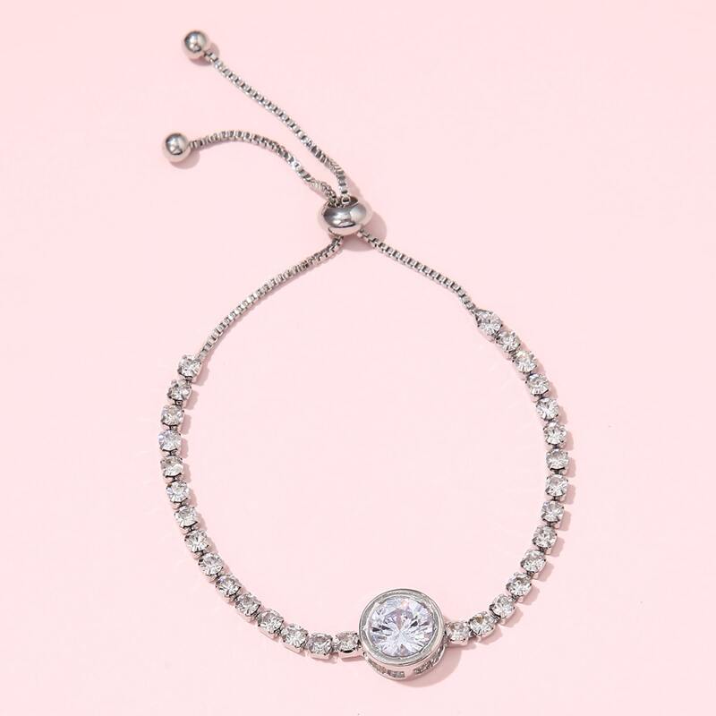 

Rhinestone Decor Bracelet, Silver