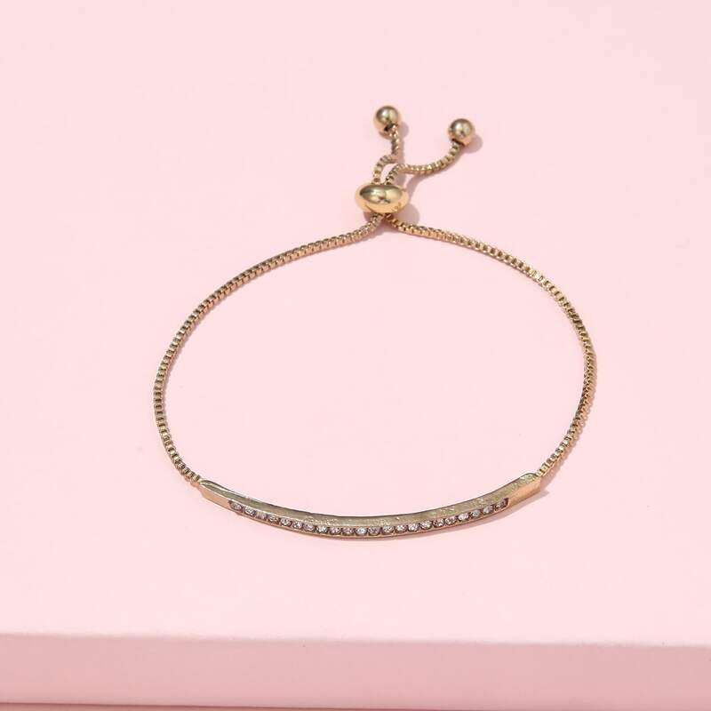 

Rhinestone Decor Chain Bracelet, Gold