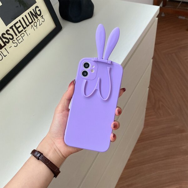 

Plain Phone Case With Rabbit Ear Holder, Purple