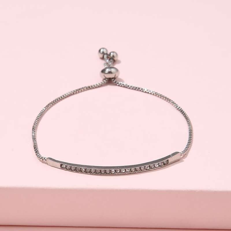 

Rhinestone Decor Bracelet, Silver
