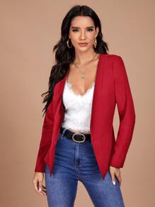 SHEIN Clasi Thời trang nữ Mùa Xuân Cổ điển Đỏ  Áo vest Đối với Hằng ngày Commute - Đỏ - Xem 1