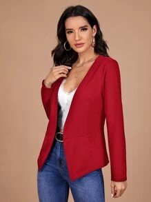 SHEIN Clasi Thời trang nữ Mùa Xuân Cổ điển Đỏ  Áo vest Đối với Hằng ngày Commute - Đỏ - Xem 3