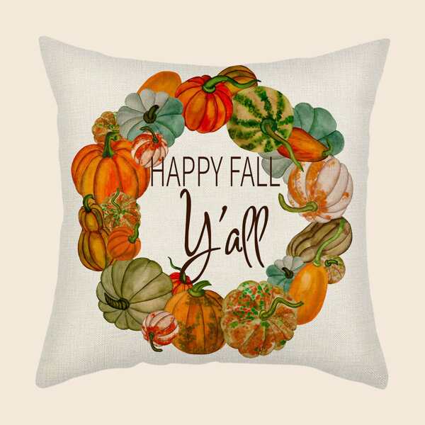 

Pumpkin Print Cushion Cover Without Filler, Multicolor