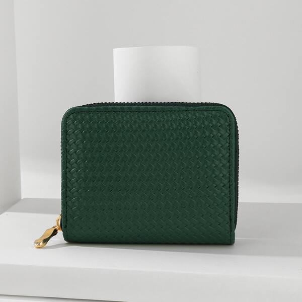 

Textured Zip Small Wallet, Green