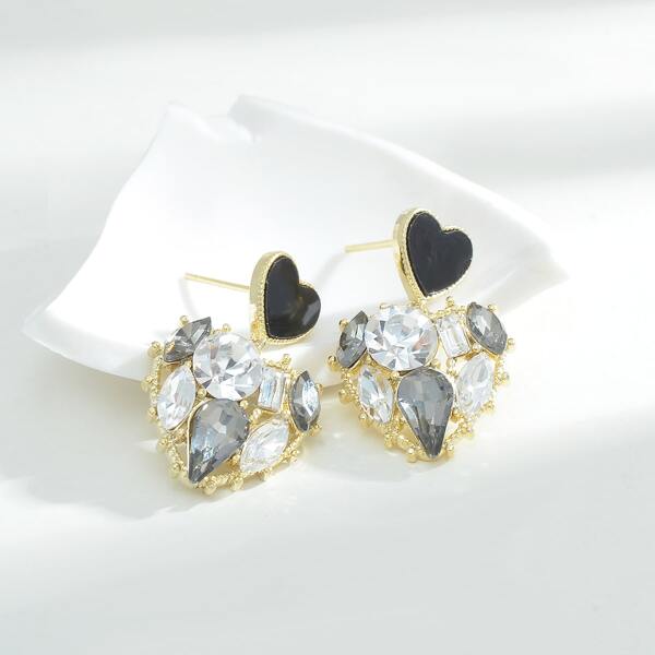 

14K Gold Plated Zircon Heart Decor Drop Earrings