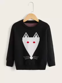 Toddler Girls Cartoon Pattern Jumper - Black - View 1