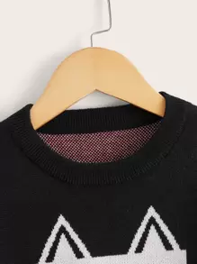 Toddler Girls Cartoon Pattern Jumper - Black - View 4