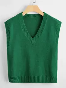 SHEIN Unity Top tejido escote V - Verde - Ver 1