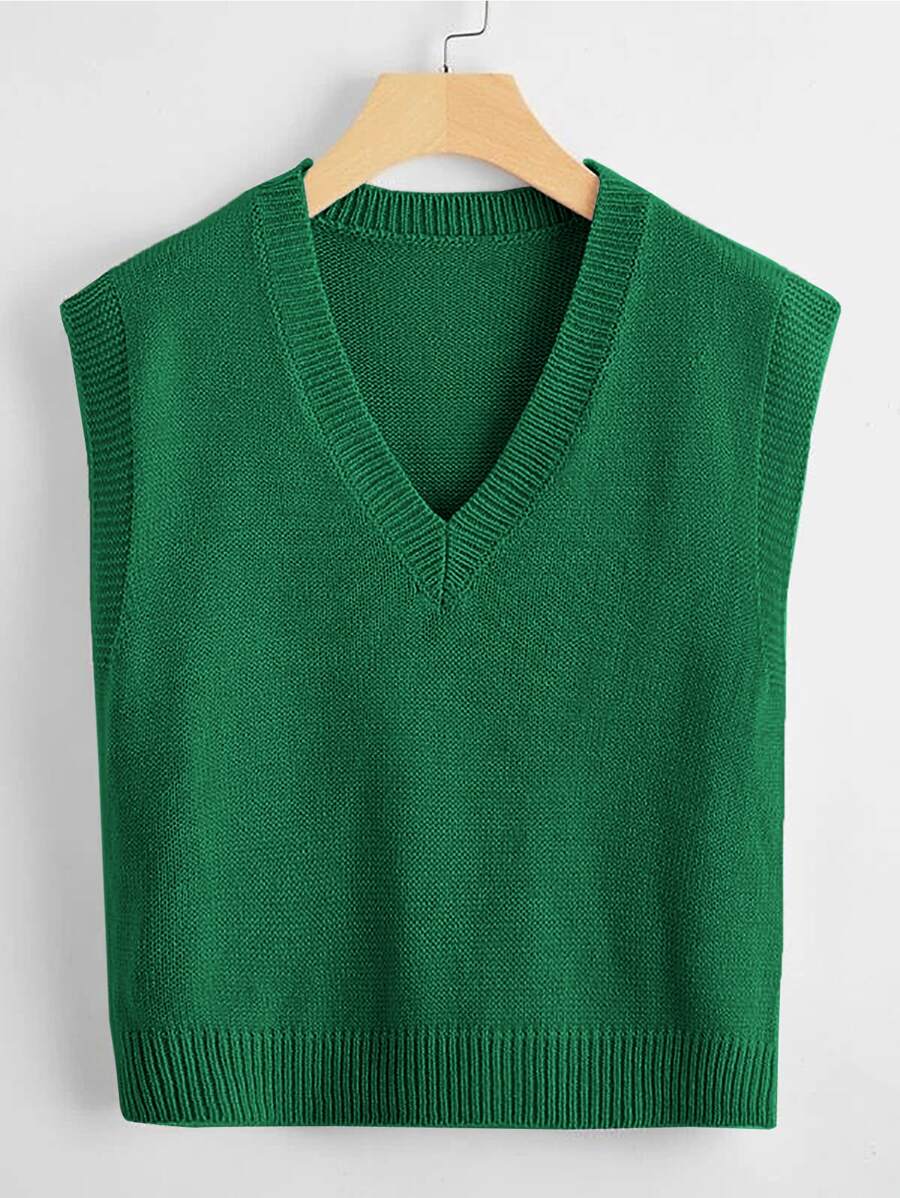 SHEIN Unity Top tejido escote V - Verde - Ver 1