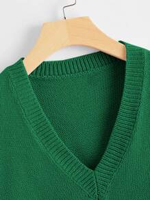 SHEIN Unity Top tejido escote V - Verde - Ver 3