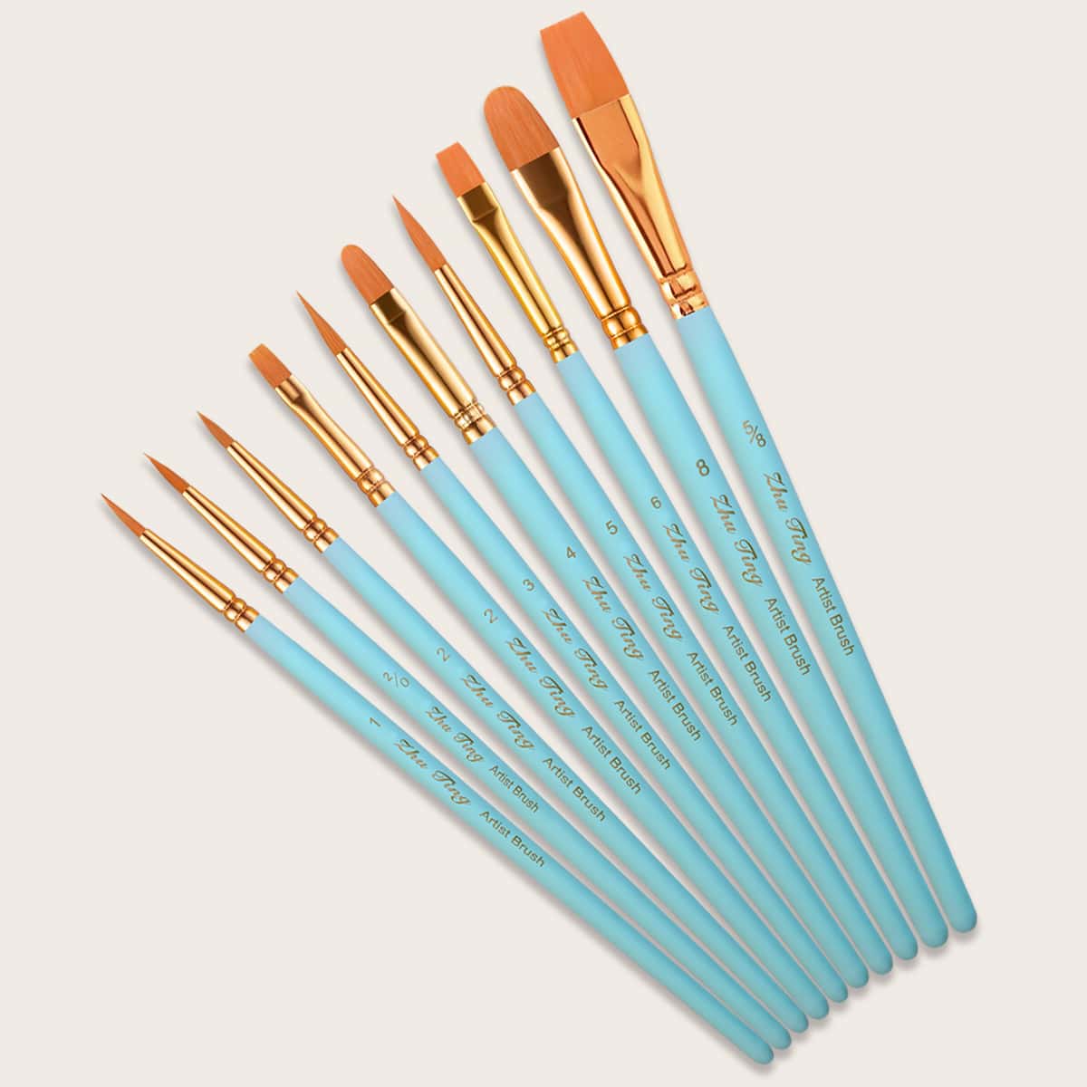 

10pcs Nail Art Brush Set, Mint blue