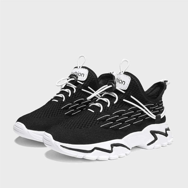 

Boys Knit Detail Lace-up Front Sneakers, Black
