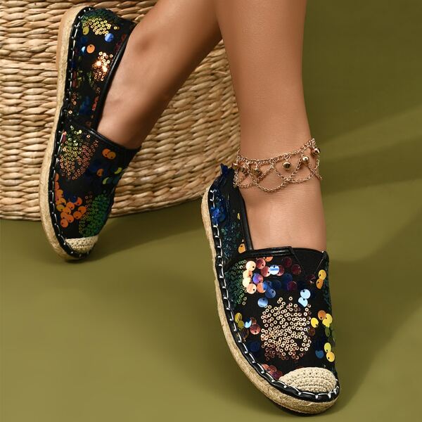 

Sequin Decor Espadrille Flats, Multicolor