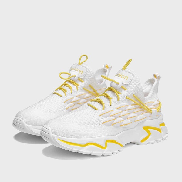 

Boys Knit Detail Lace-up Front Sneakers, White