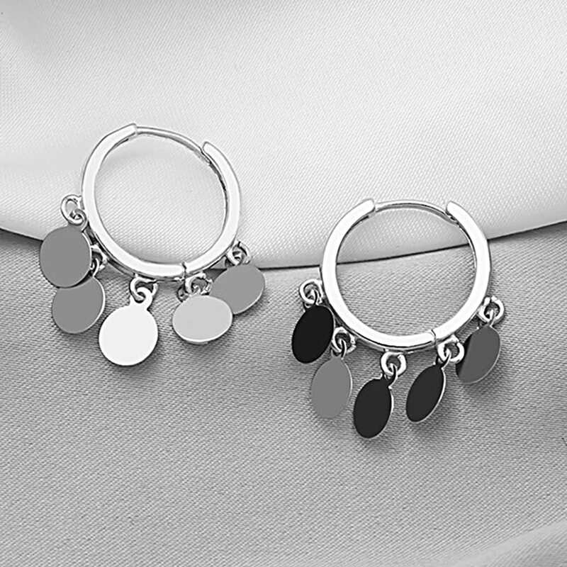 

Disc Charm Earrings, Silver