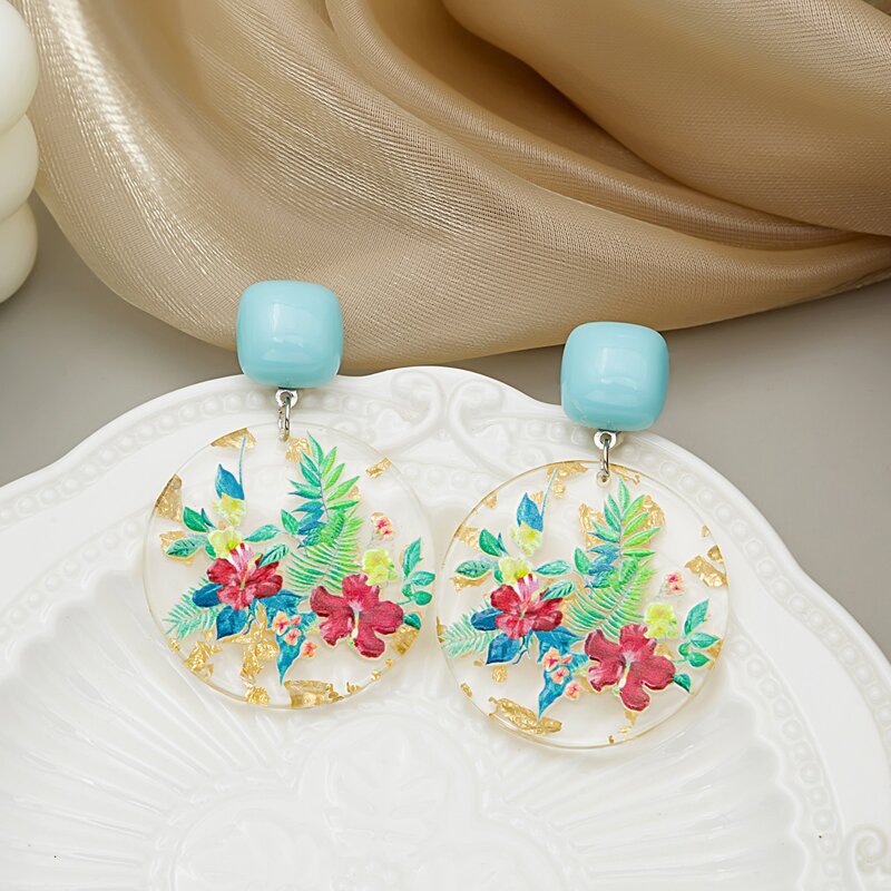

Floral Graphic Drop Earrings, Multicolor